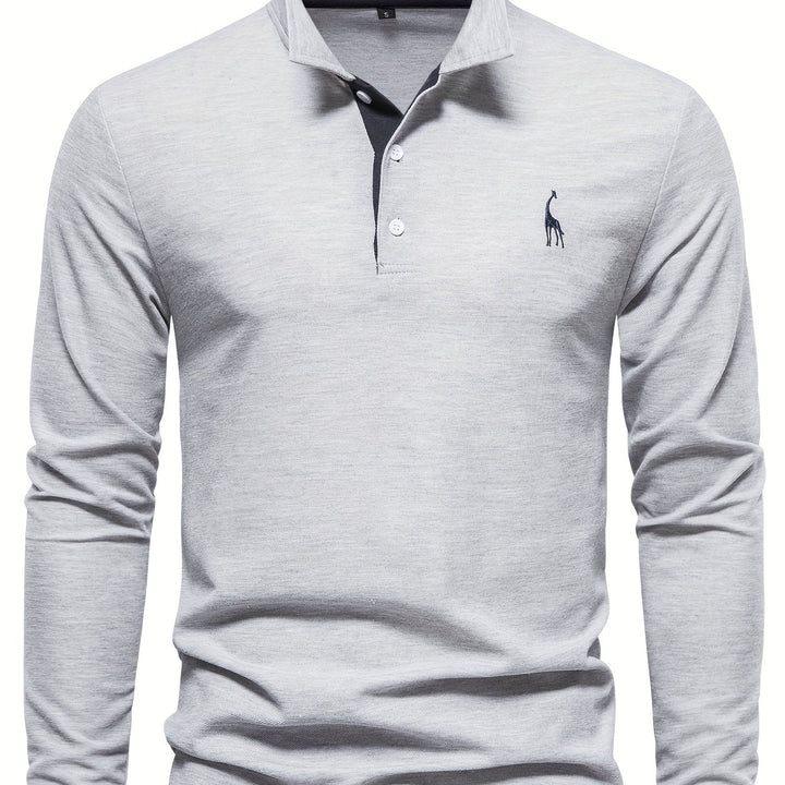 Comfortable Men's Polo with Long Sleeves-Light grey-S-State of Style
