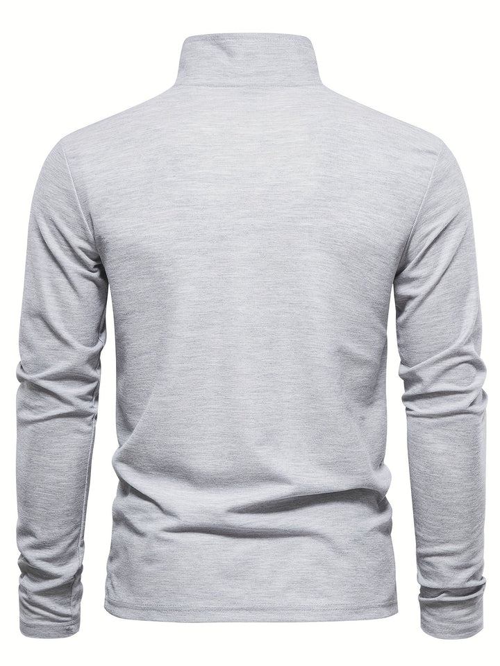 Comfortable Men's Polo with Long Sleeves-Marine blue-S-State of Style