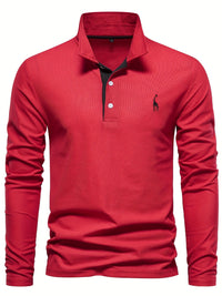 Comfortable Men's Polo with Long Sleeves-Marine blue-S-State of Style