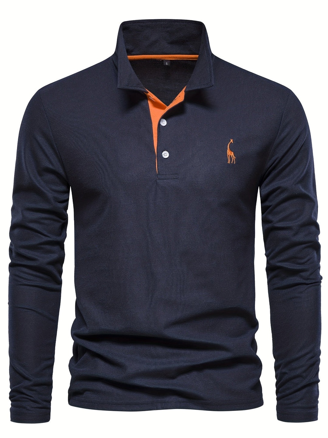 Comfortable Men's Polo with Long Sleeves-Marine blue-S-State of Style