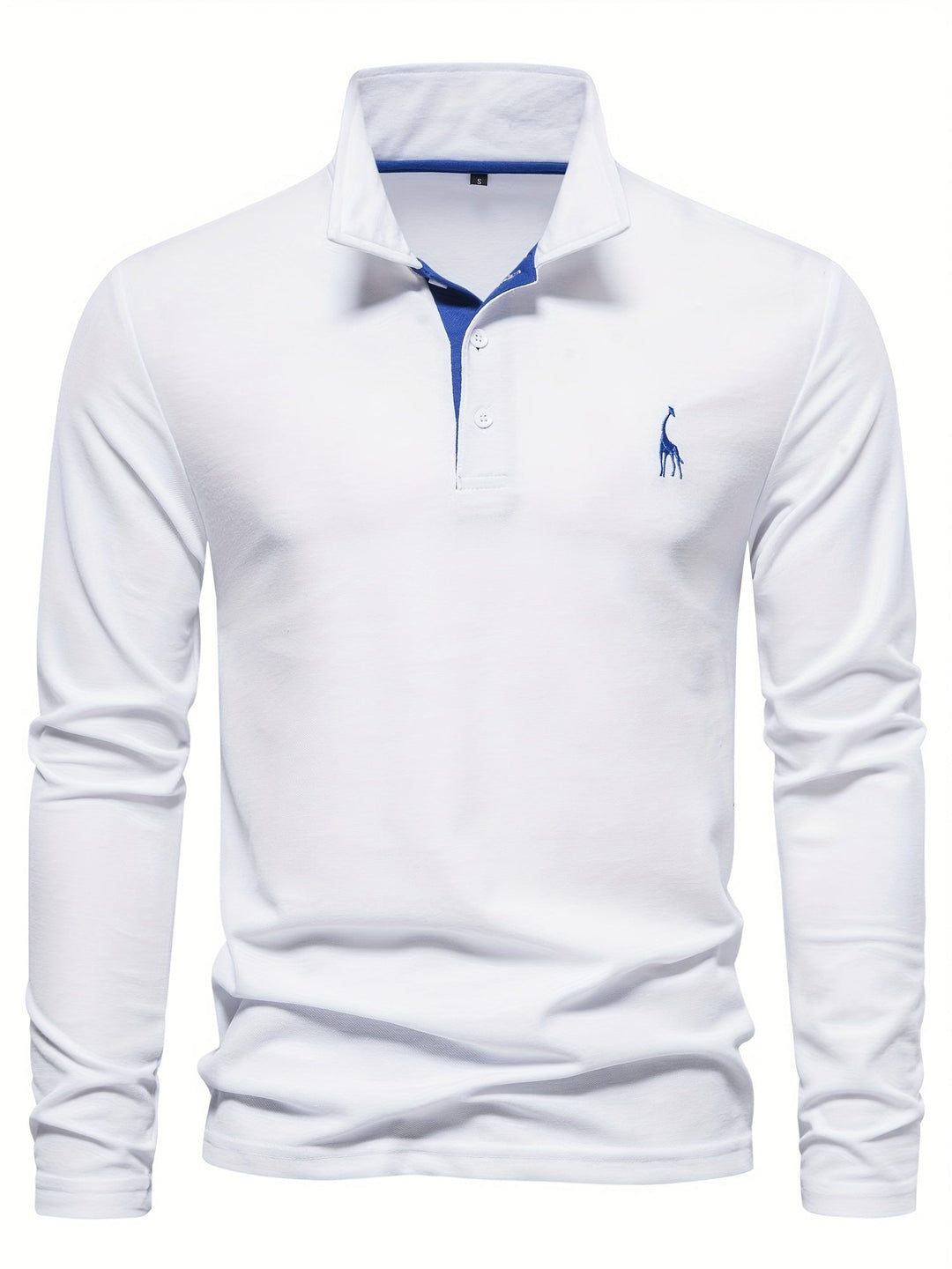 Comfortable Men's Polo with Long Sleeves-Marine blue-S-State of Style