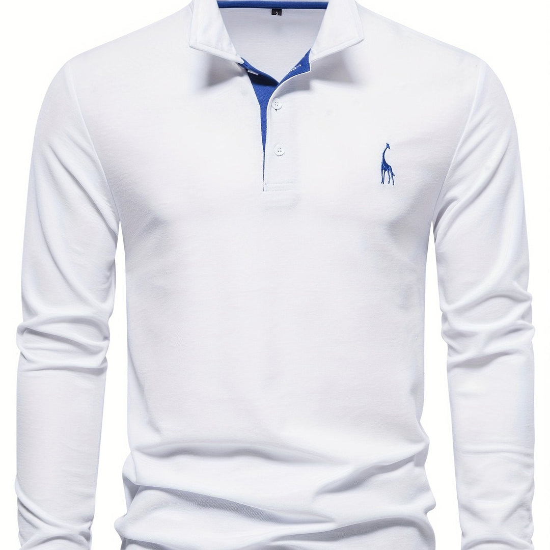Comfortable Men's Polo with Long Sleeves-White-S-State of Style