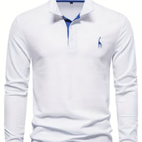 Comfortable Men's Polo with Long Sleeves-White-S-State of Style