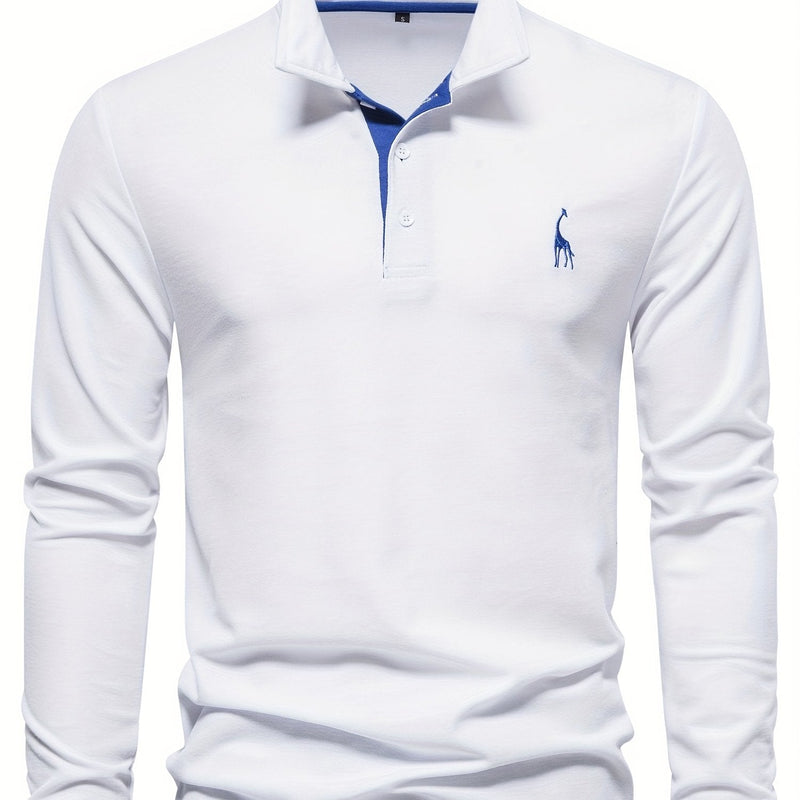 Comfortable Men's Polo with Long Sleeves-White-S-State of Style