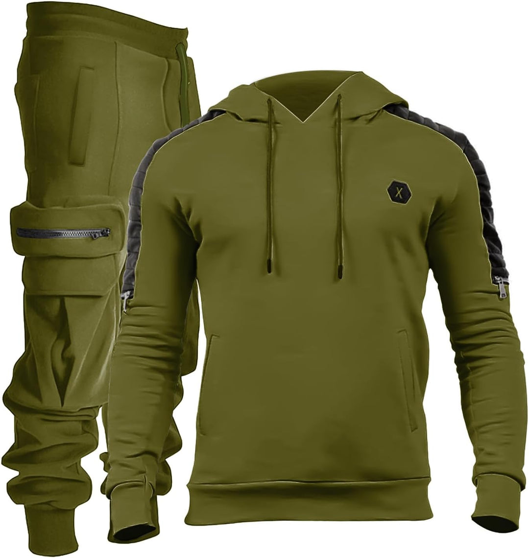 Comfortable Men's Tracksuit with Hoodie - Jason-Army Green-S-State of Style