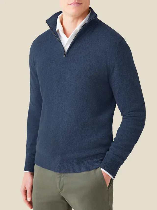 Comfortable Men's Zip-up Jumper - Lucas-Blue-S-State of Style