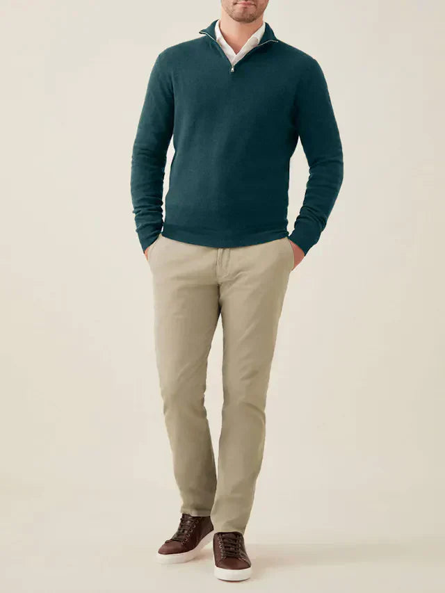 Comfortable Men's Zip-up Jumper - Lucas-Green-S-State of Style