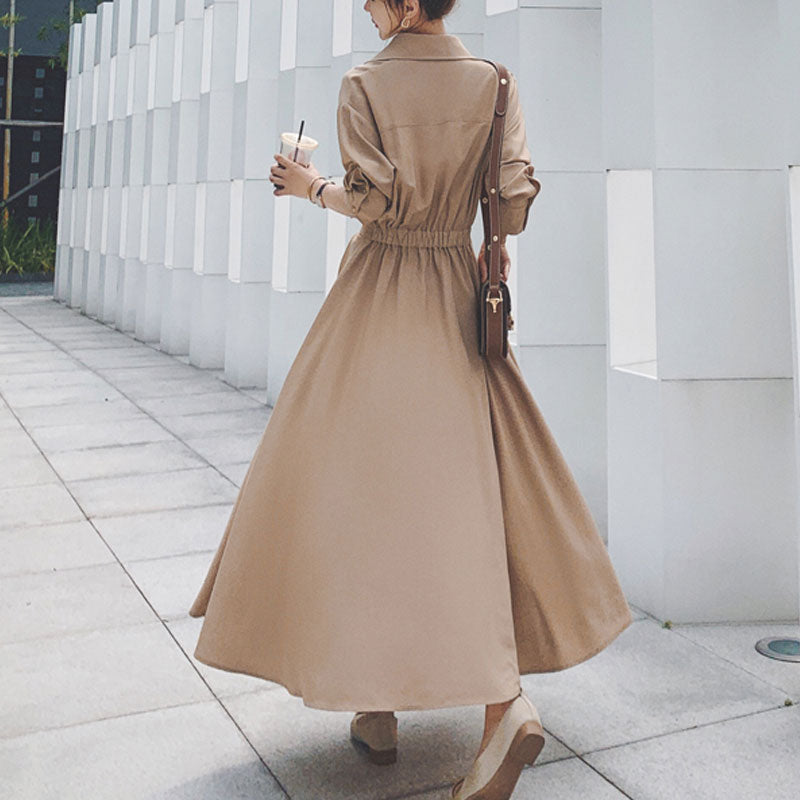 Comfortable Mini Dress For Women-Khaki-S-State of Style