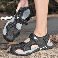 Comfortable non-slip leather sandals for men – Ideal for seniors-Black-6-State of Style