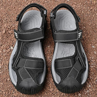 Comfortable non-slip leather sandals for men – Ideal for seniors-Black-6-State of Style