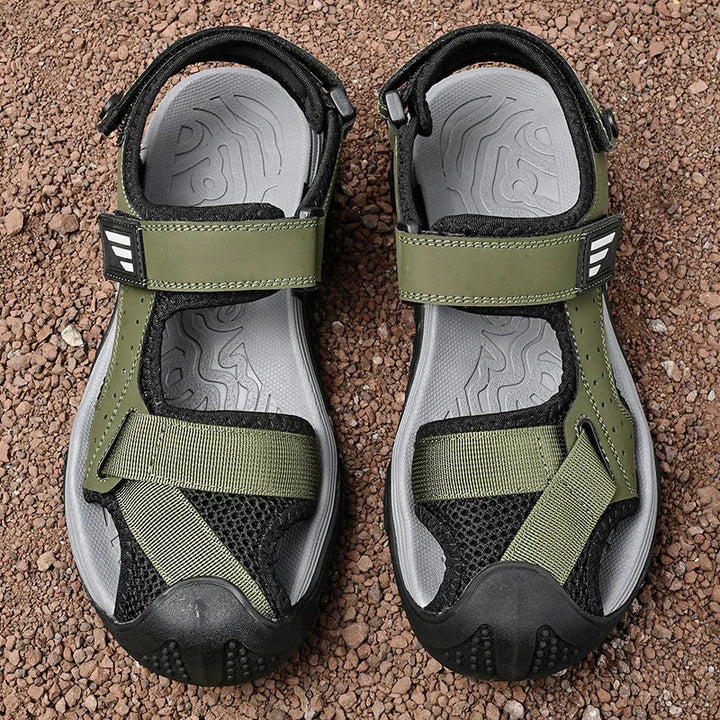 Comfortable non-slip leather sandals for men – Ideal for seniors-Green-6-State of Style