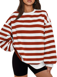 Comfortable Oversized Women's Sweater - Ella-Brown/White-S-State of Style