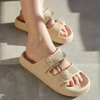 Comfortable pillow slides with a soft sole – Livia-Beige-3.5/4.5-State of Style
