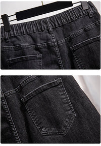 Comfortable Plus Size High-Waisted Denim Shorts-Blue-5XL-State of Style