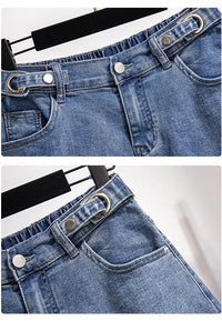 Comfortable Plus Size High-Waisted Denim Shorts-Blue-5XL-State of Style