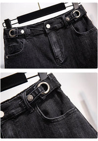 Comfortable Plus Size High-Waisted Denim Shorts-Blue-5XL-State of Style