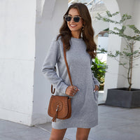 Comfortable Pullover Dress | Stylish and Soft-Light Grey-S-State of Style