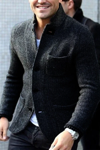 Comfortable Retro Knitted Men's Cardigan - Jasper-Black-XS-State of Style