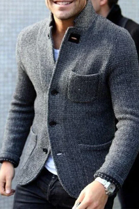 Comfortable Retro Knitted Men's Cardigan - Jasper-Grey-XS-State of Style