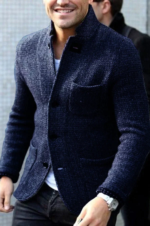 Comfortable Retro Knitted Men's Cardigan - Jasper-Navy Blue-XS-State of Style