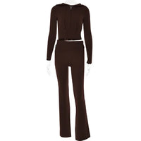 Comfortable Soft Loungewear Set | Nora Women's Cosy Outfit-Dark Brown-S-State of Style