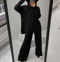 Comfortable Soft Warm Loungewear Set | Women's Relaxed Fit-Black-One-Size-State of Style
