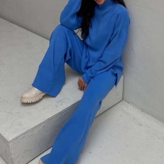 Comfortable Soft Warm Loungewear Set | Women's Relaxed Fit-Blue-One-Size-State of Style
