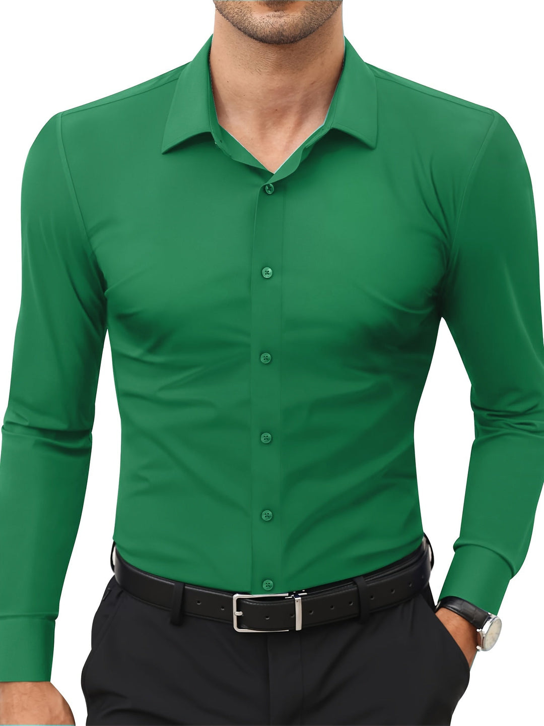 Comfortable Stretch Men's Shirt - Julian-Grass Green-XS-State of Style