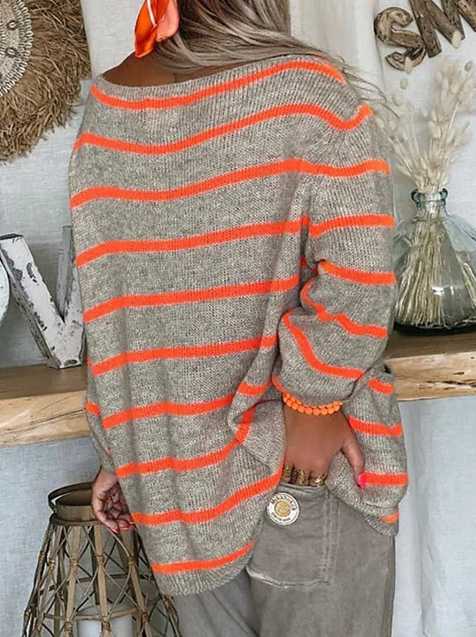 Comfortable Striped Women's Sweater - Clara-S-State of Style