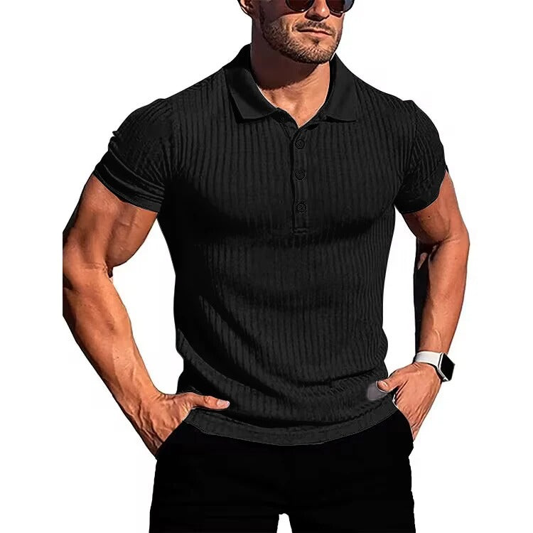 Comfortable & Stylish Breathable Men's Polo Shirt with Button Placket – Nevan-Black-S-State of Style