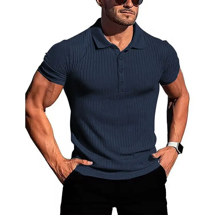 Comfortable & Stylish Breathable Men's Polo Shirt with Button Placket – Nevan-Navy blue-S-State of Style