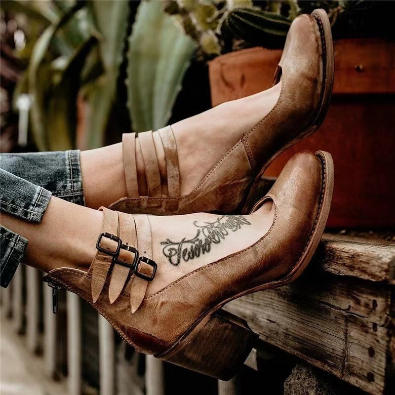 Comfortable & stylish women's leather shoes with non-slip sole – Amalia-Brown-2.5-State of Style