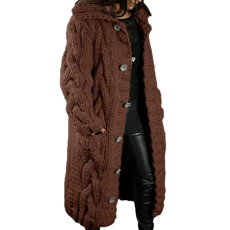 Comfortable Thick Knit Cardigan - Emma-Brown-S-State of Style