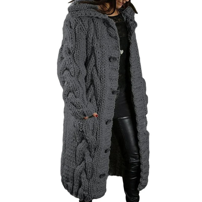Comfortable Thick Knit Cardigan - Emma-Dark grey-S-State of Style