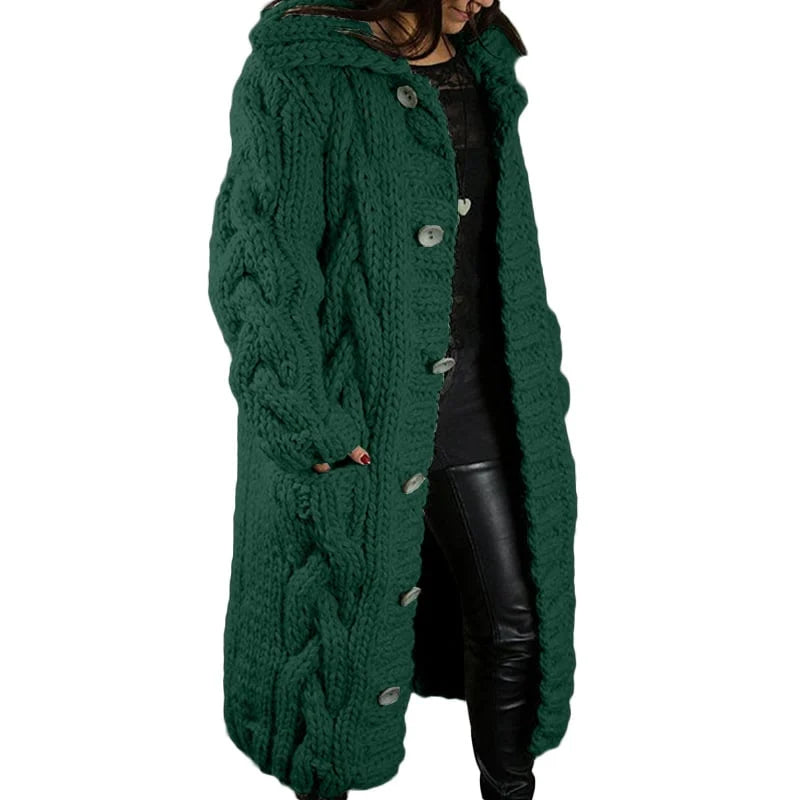 Comfortable Thick Knit Cardigan - Emma-Green-S-State of Style