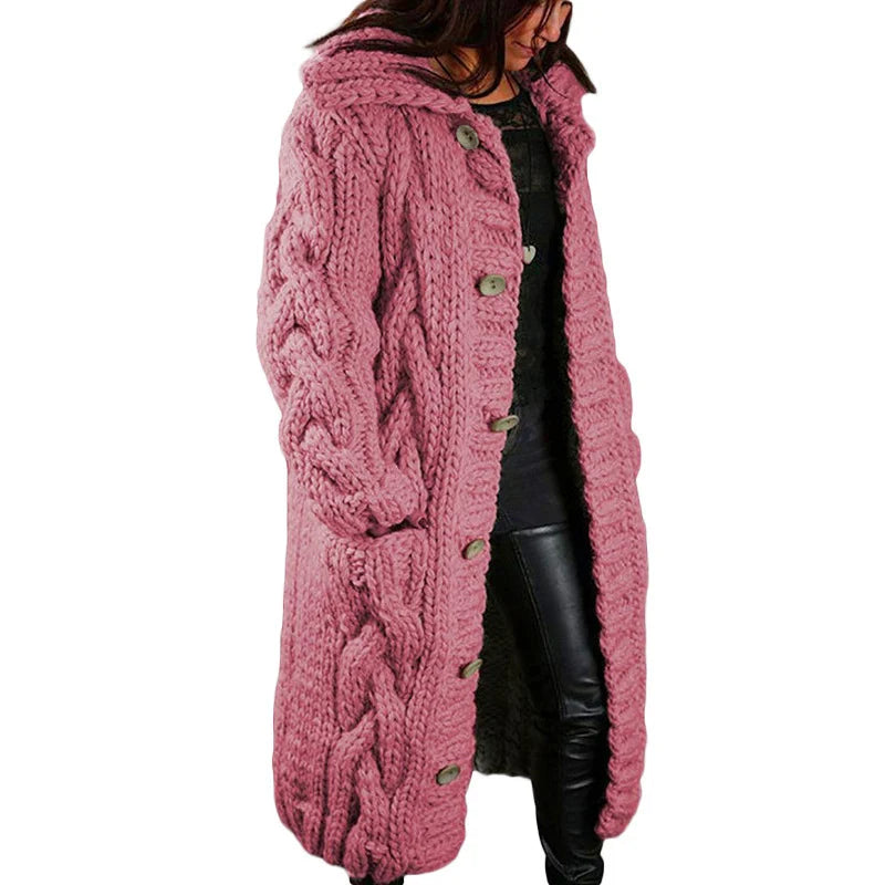 Comfortable Thick Knit Cardigan - Emma-Pink-S-State of Style