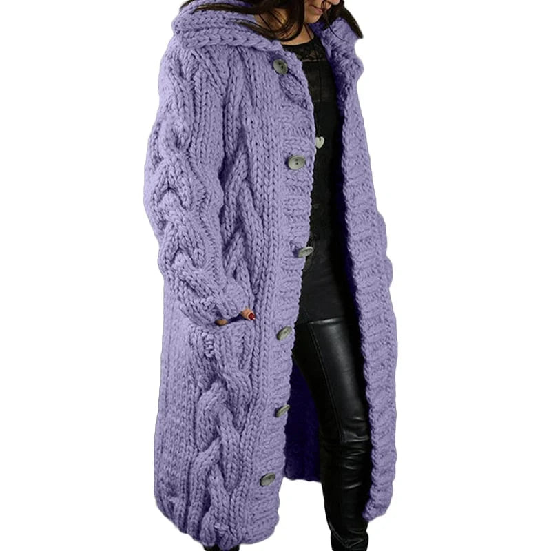 Comfortable Thick Knit Cardigan - Emma-Purple-S-State of Style