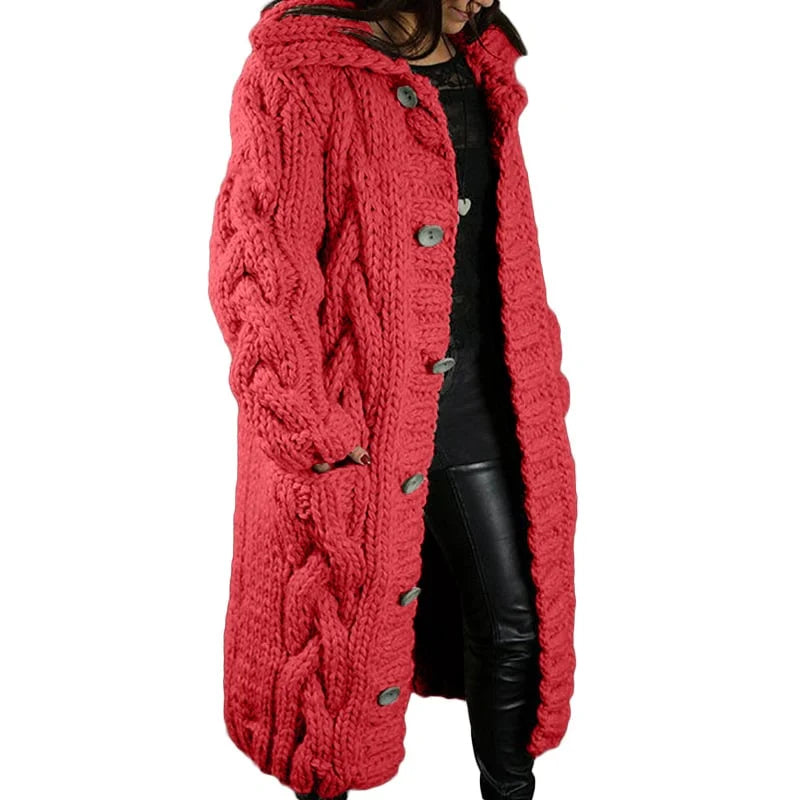 Comfortable Thick Knit Cardigan - Emma-Red-S-State of Style