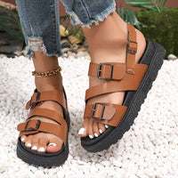 Comfortable vegan sandals for seniors with slip-resistant sole – Caitlyn-Chestnut brown-3.5-State of Style