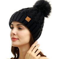 Comfortable Winter Pom Beanie - Yvonne-Black-State of Style