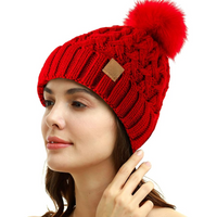 Comfortable Winter Pom Beanie - Yvonne-Red-State of Style