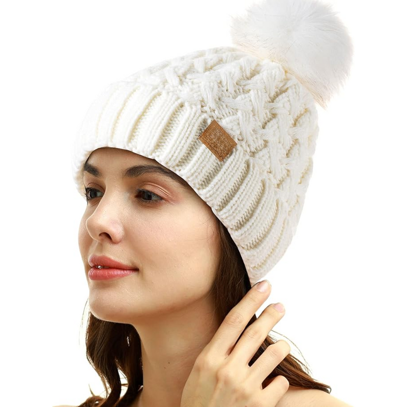 Comfortable Winter Pom Beanie - Yvonne-White-State of Style