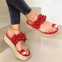Comfortable women's orthopedic summer shoes with floral pattern – Linora-Red-3-State of Style