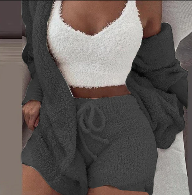 Comfortable Women's Top and Skirt Set-Dark Grey-S-State of Style