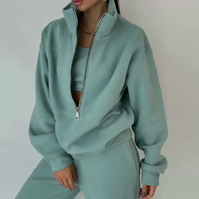 Comfortable Women's Tracksuit - Ava-Green-S-State of Style
