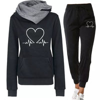 COMFORTABLE WOMEN'S TWO-PIECE TRACKSUIT - WARMFLEX™-Black-S-State of Style