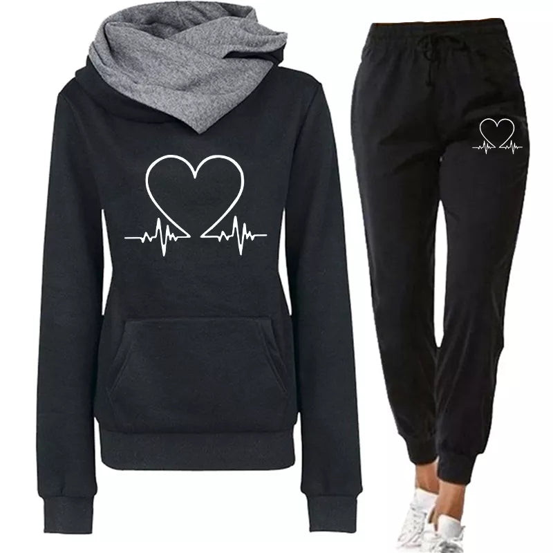 COMFORTABLE WOMEN'S TWO-PIECE TRACKSUIT - WARMFLEX™-Black-S-State of Style