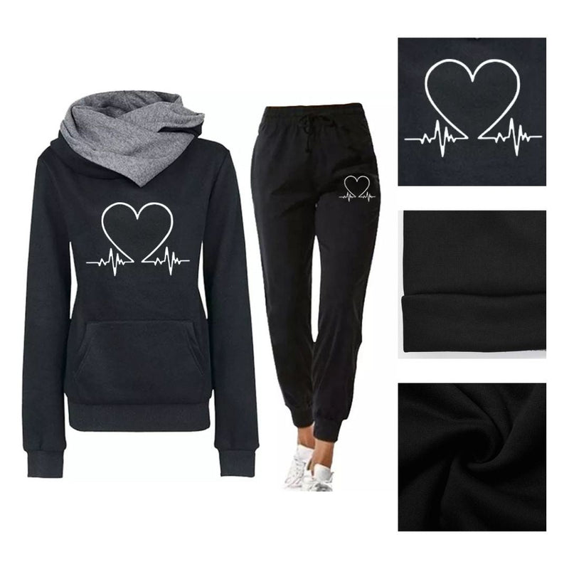 COMFORTABLE WOMEN'S TWO-PIECE TRACKSUIT - WARMFLEX™-Black-S-State of Style