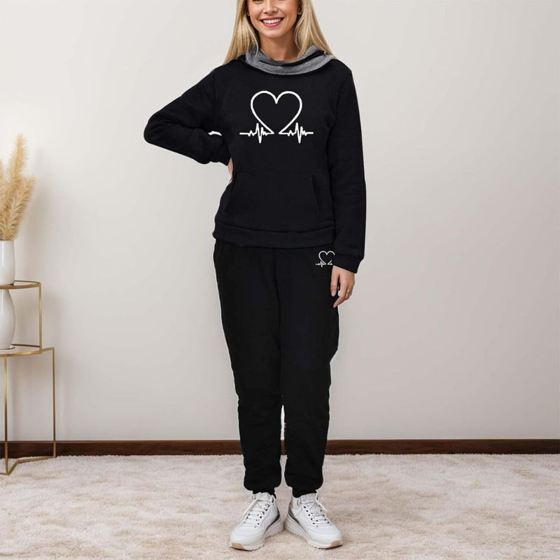 COMFORTABLE WOMEN'S TWO-PIECE TRACKSUIT - WARMFLEX™-Black-S-State of Style