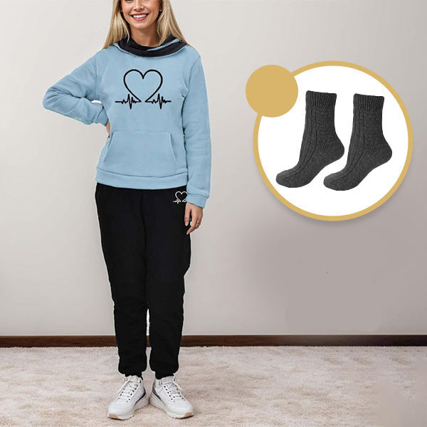 COMFORTABLE WOMEN'S TWO-PIECE TRACKSUIT - WARMFLEX™-Blue + 1 PAIR OF WARM SOCKS-S-State of Style